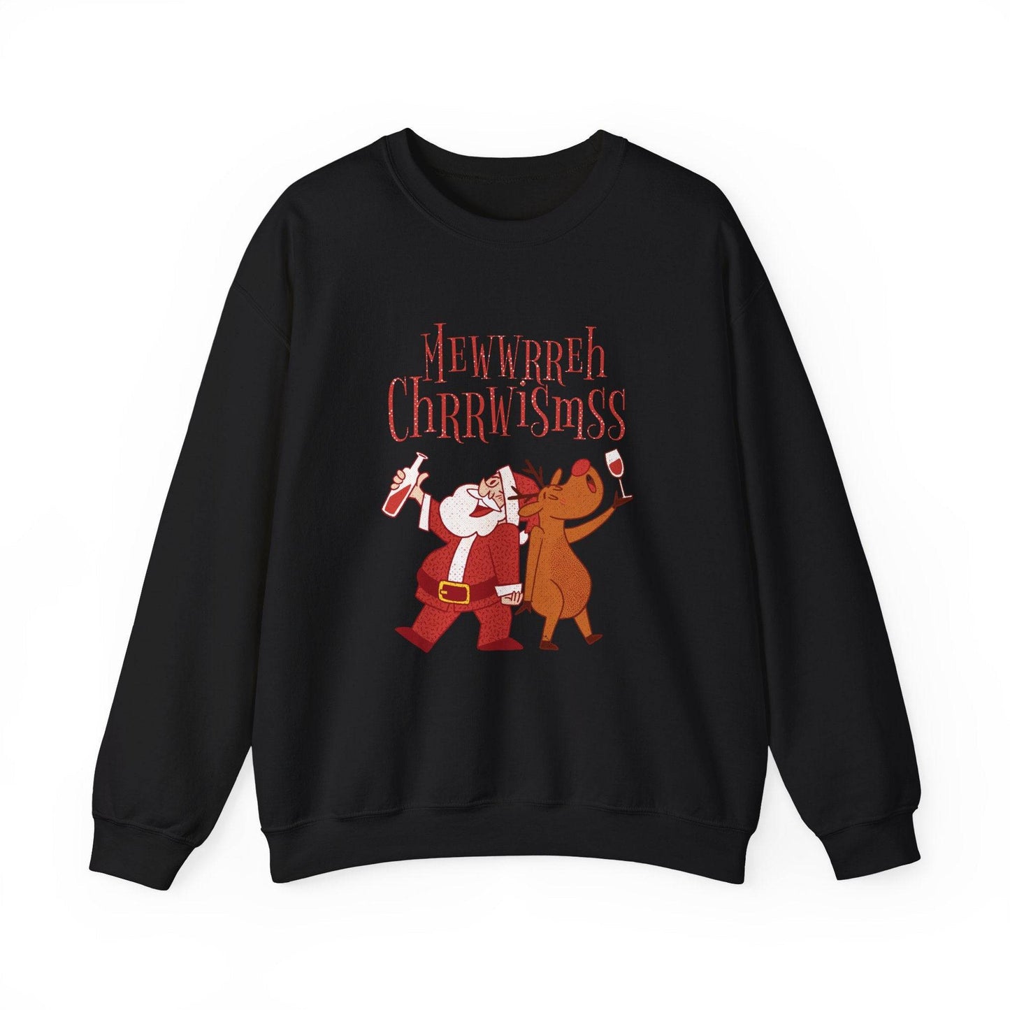 Funny Drunk Santa and Reindeer Christmas Sweatshirt - Goateez Style