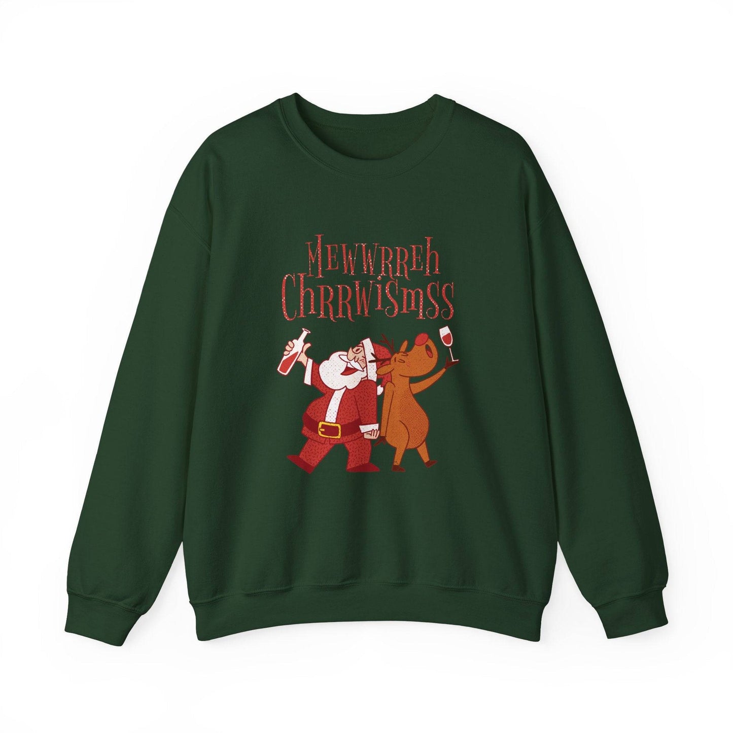 Funny Drunk Santa and Reindeer Christmas Sweatshirt - Goateez Style