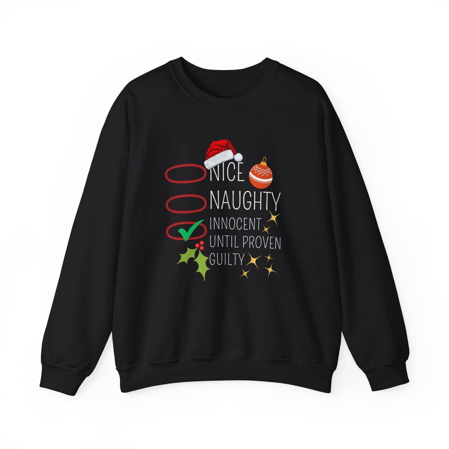 Funny Holiday Sweatshirt - Naughty or Nice List Christmas - Goateez Style