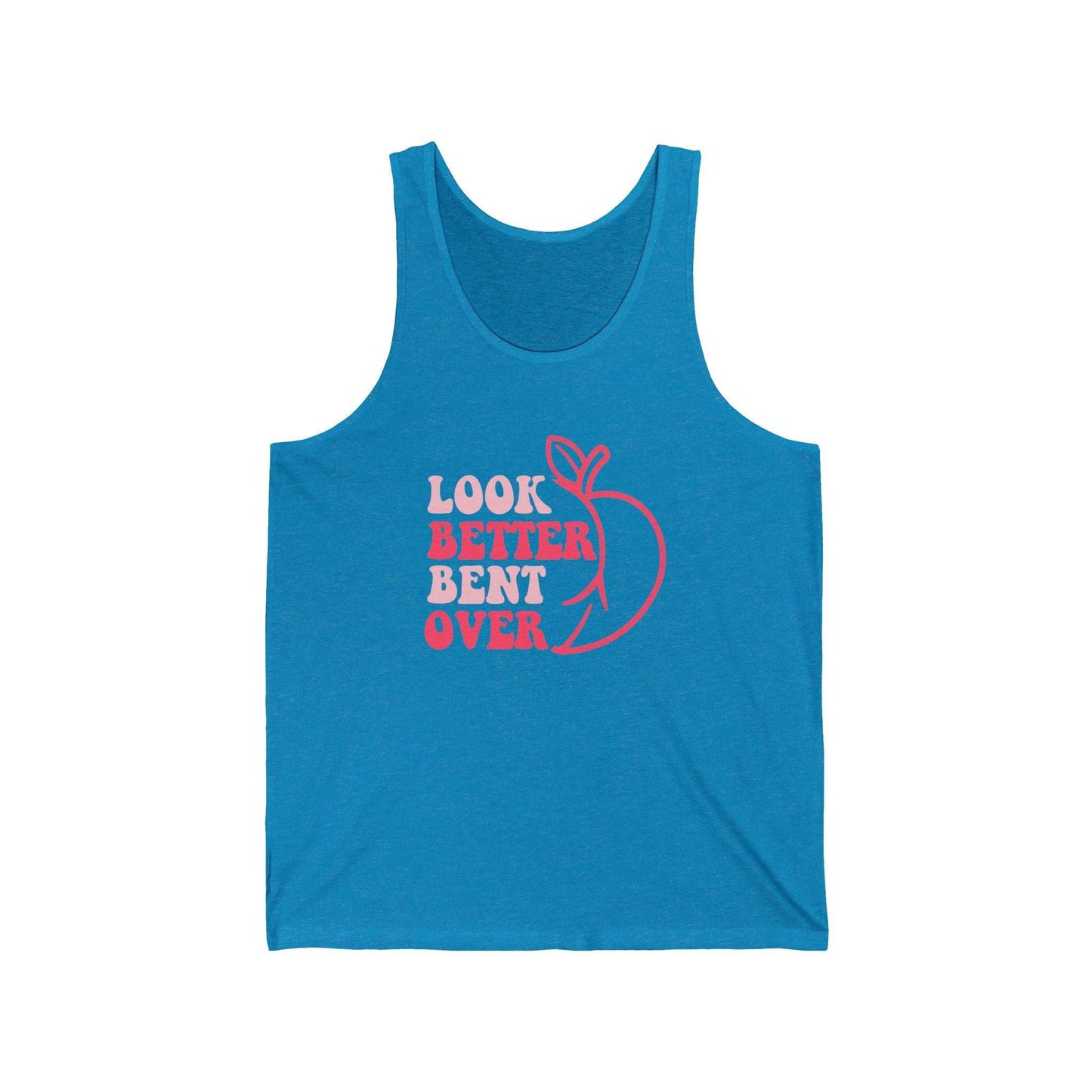 Funny Peach Graphic Tank Top - 'I Look Better Bent Over' - Trendy Summer Wear - Goateez Style