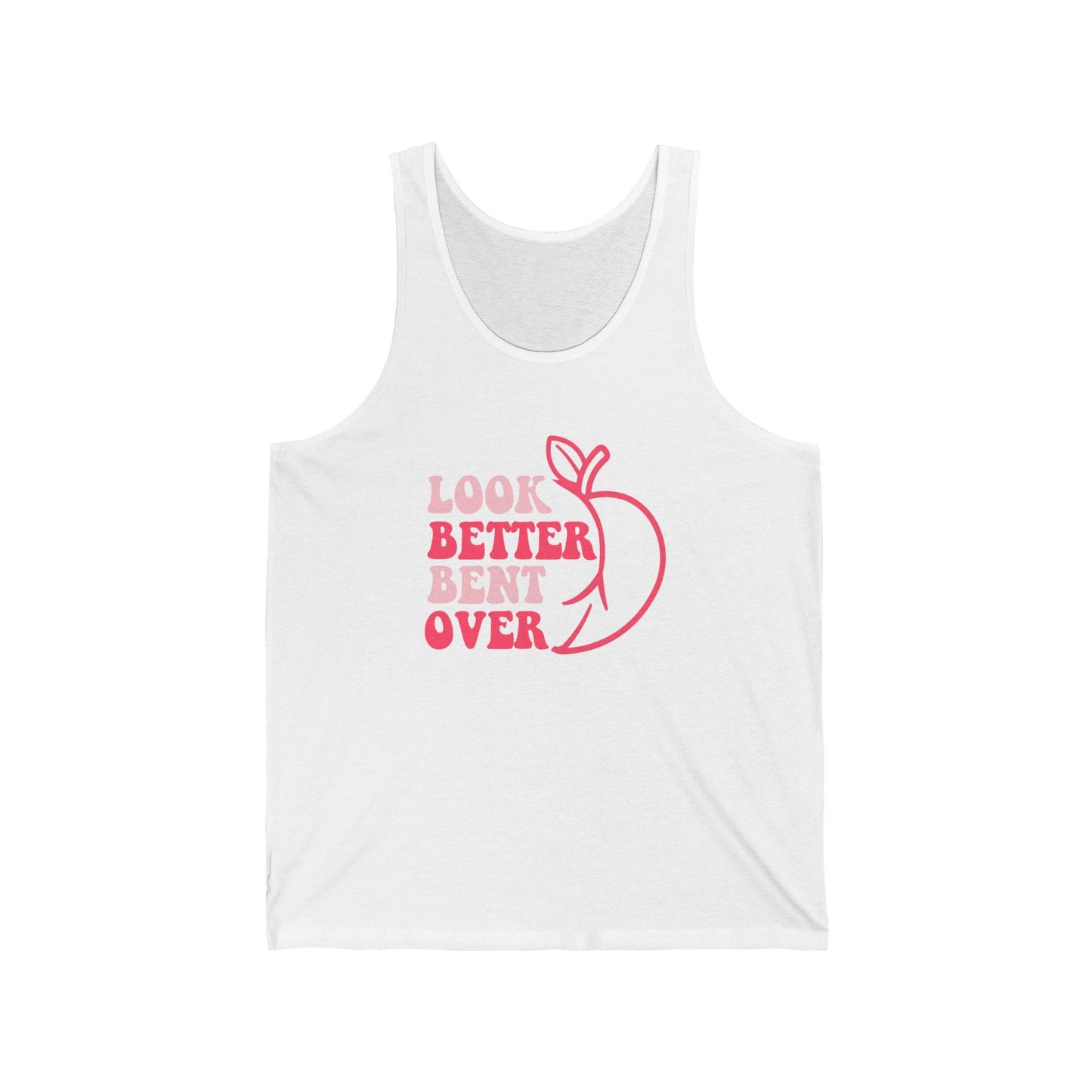 Funny Peach Graphic Tank Top - 'I Look Better Bent Over' - Trendy Summer Wear - Goateez Style