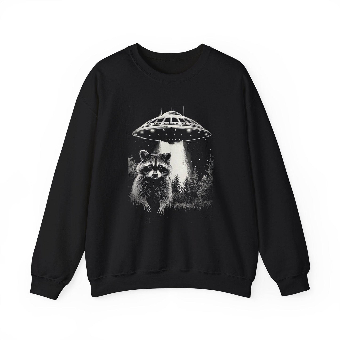 Funny Raccoon UFO Sweatshirt - Alien Abduction Design - Goateez Style