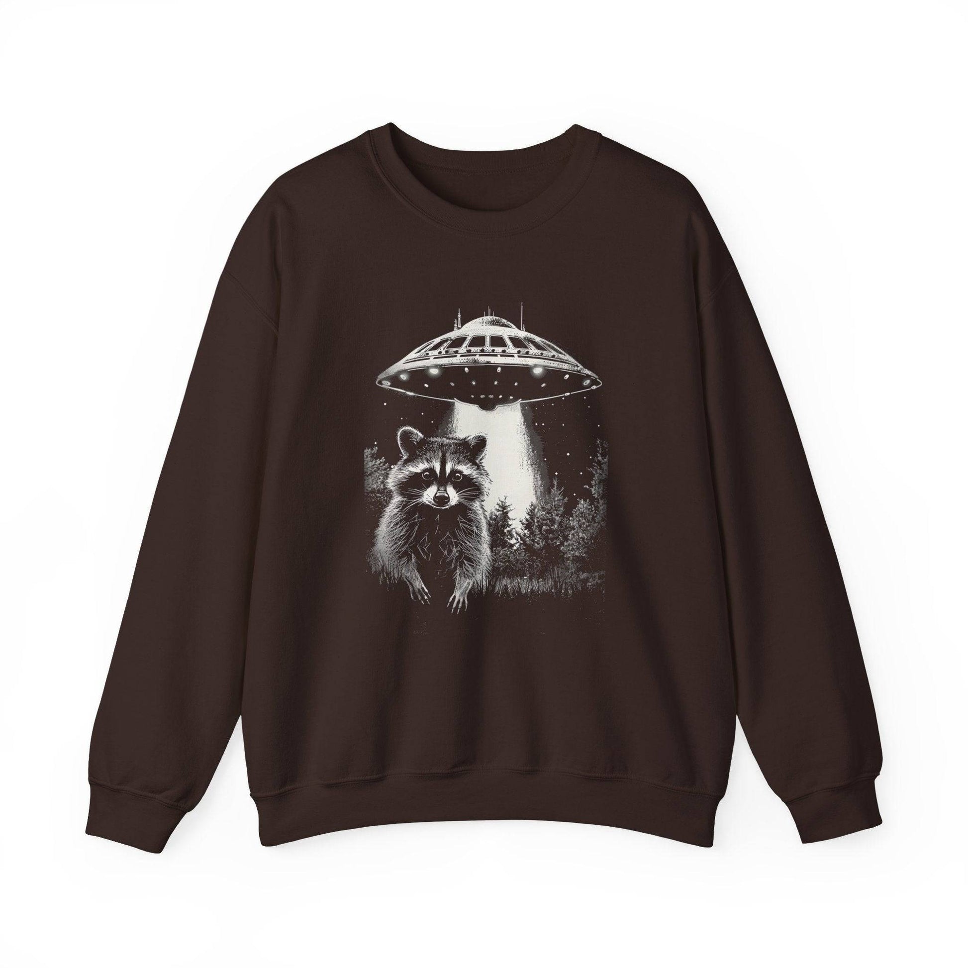 Funny Raccoon UFO Sweatshirt - Alien Abduction Design - Goateez Style