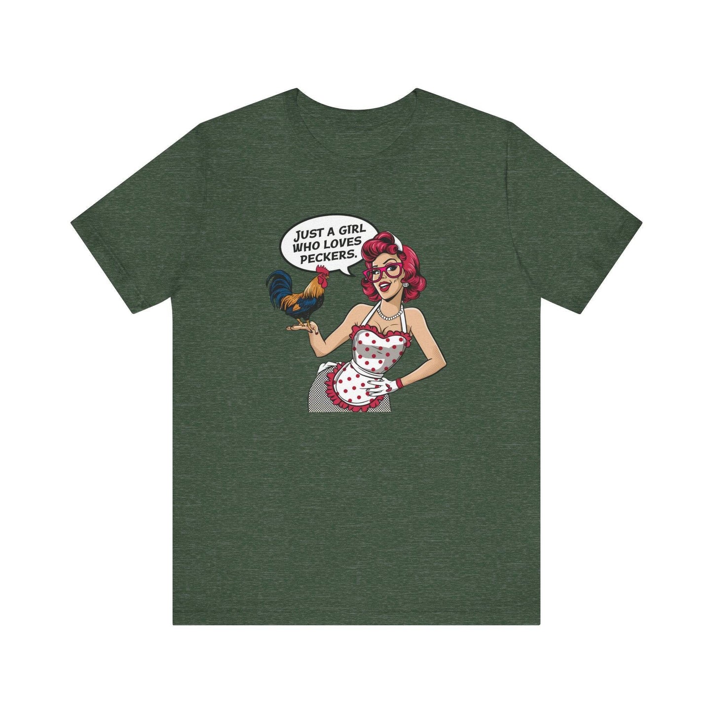 Funny T-Shirt - Just a Girl Who Loves Peckers - Retro Humor Tee - Goateez Style