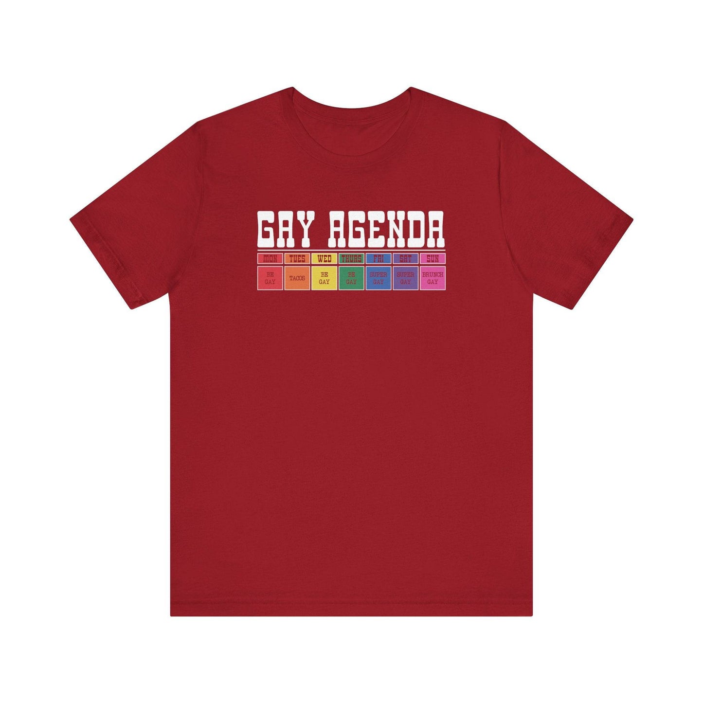 Gay Agenda T-Shirt - Funny LGBTQ Week Planner - Goateez Style