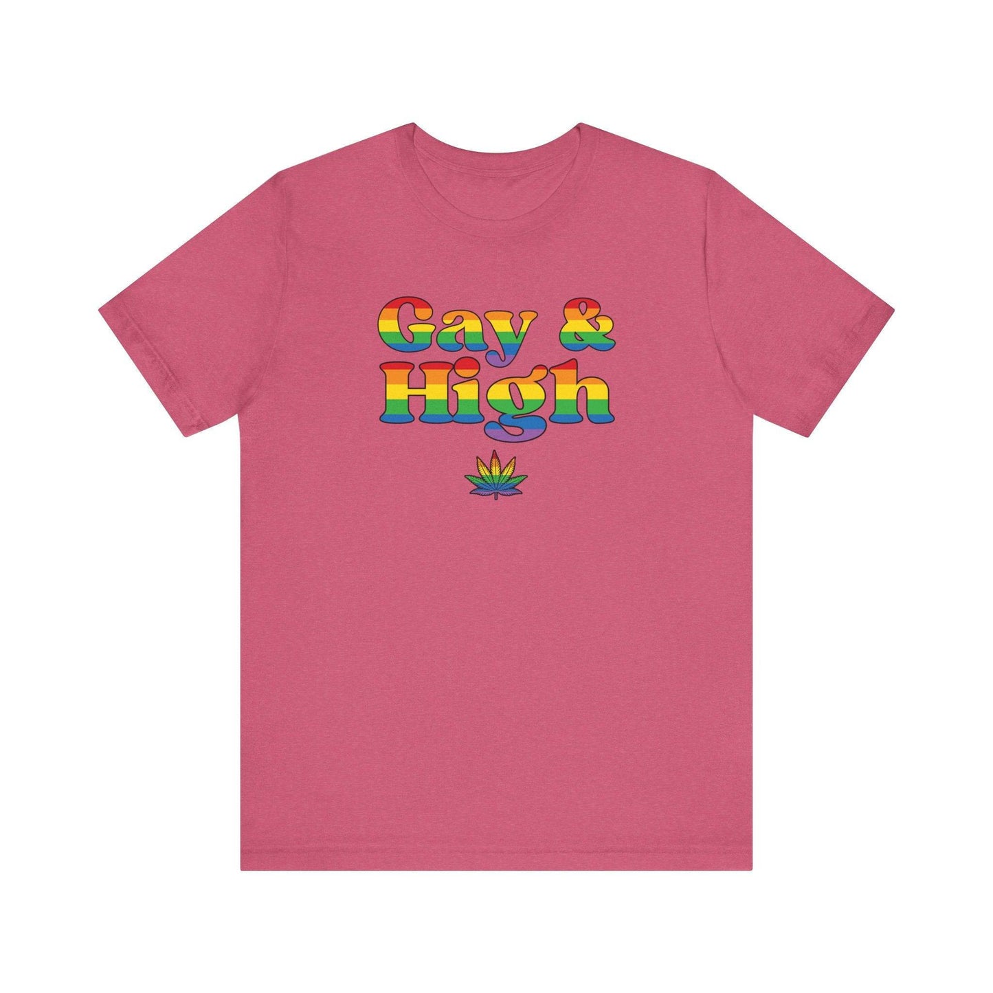 Gay & High T-Shirt - Funny Rainbow Pride Cannabis Tee - Goateez Style