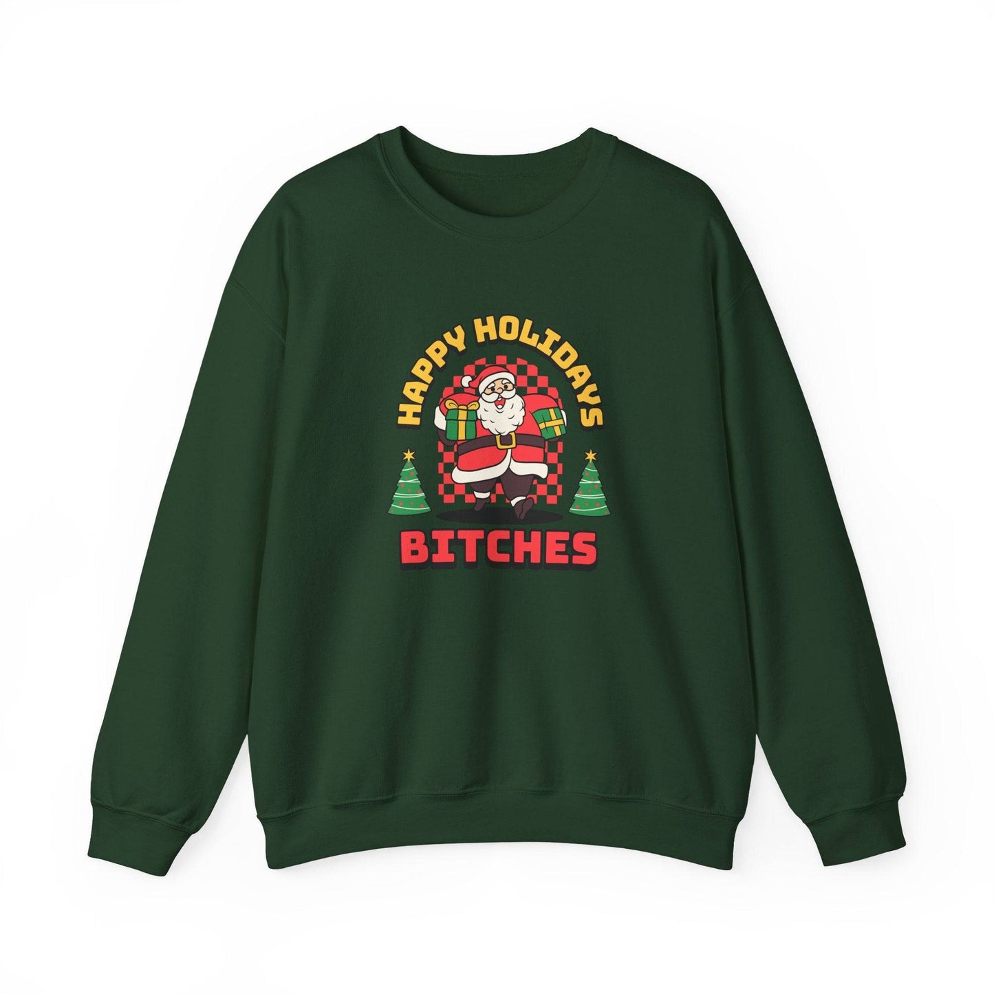 Happy Holidays Bitches Sweatshirt - Funny Santa Christmas Design - Goateez Style