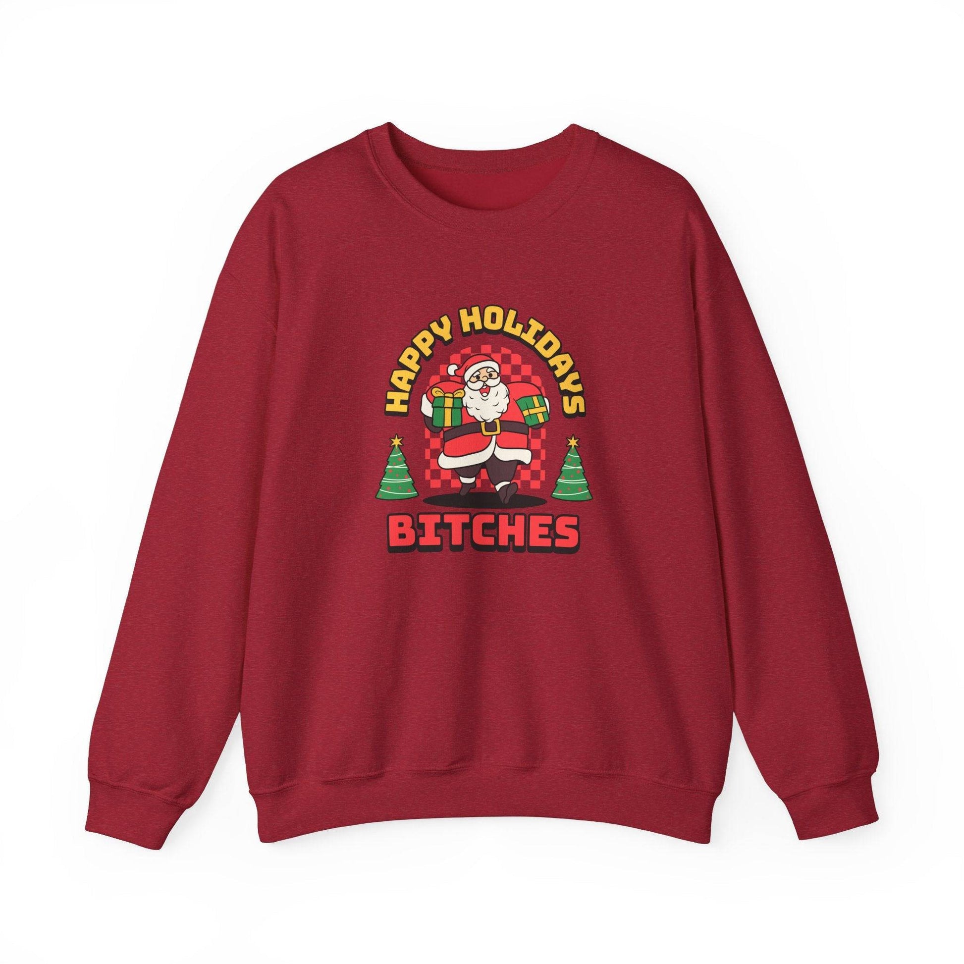 Happy Holidays Bitches Sweatshirt - Funny Santa Christmas Design - Goateez Style
