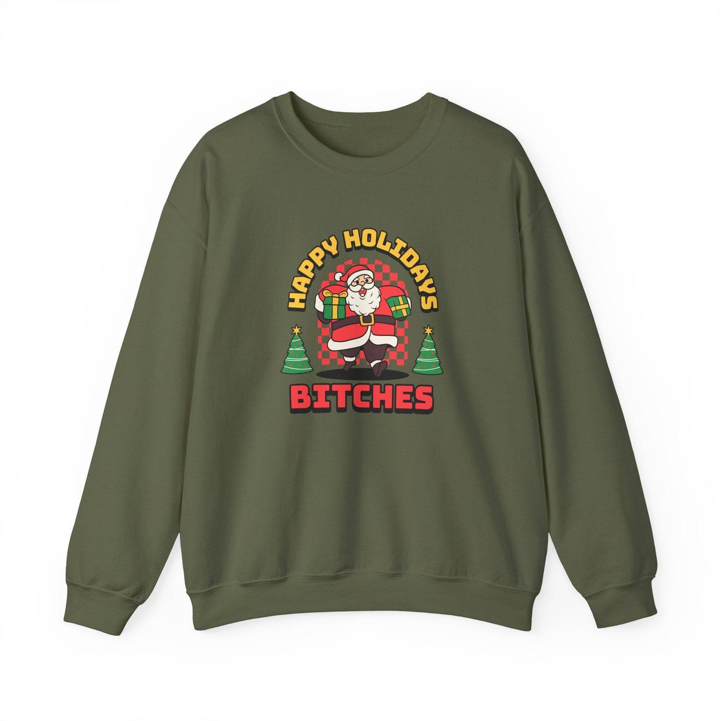 Happy Holidays Bitches Sweatshirt - Funny Santa Christmas Design - Goateez Style