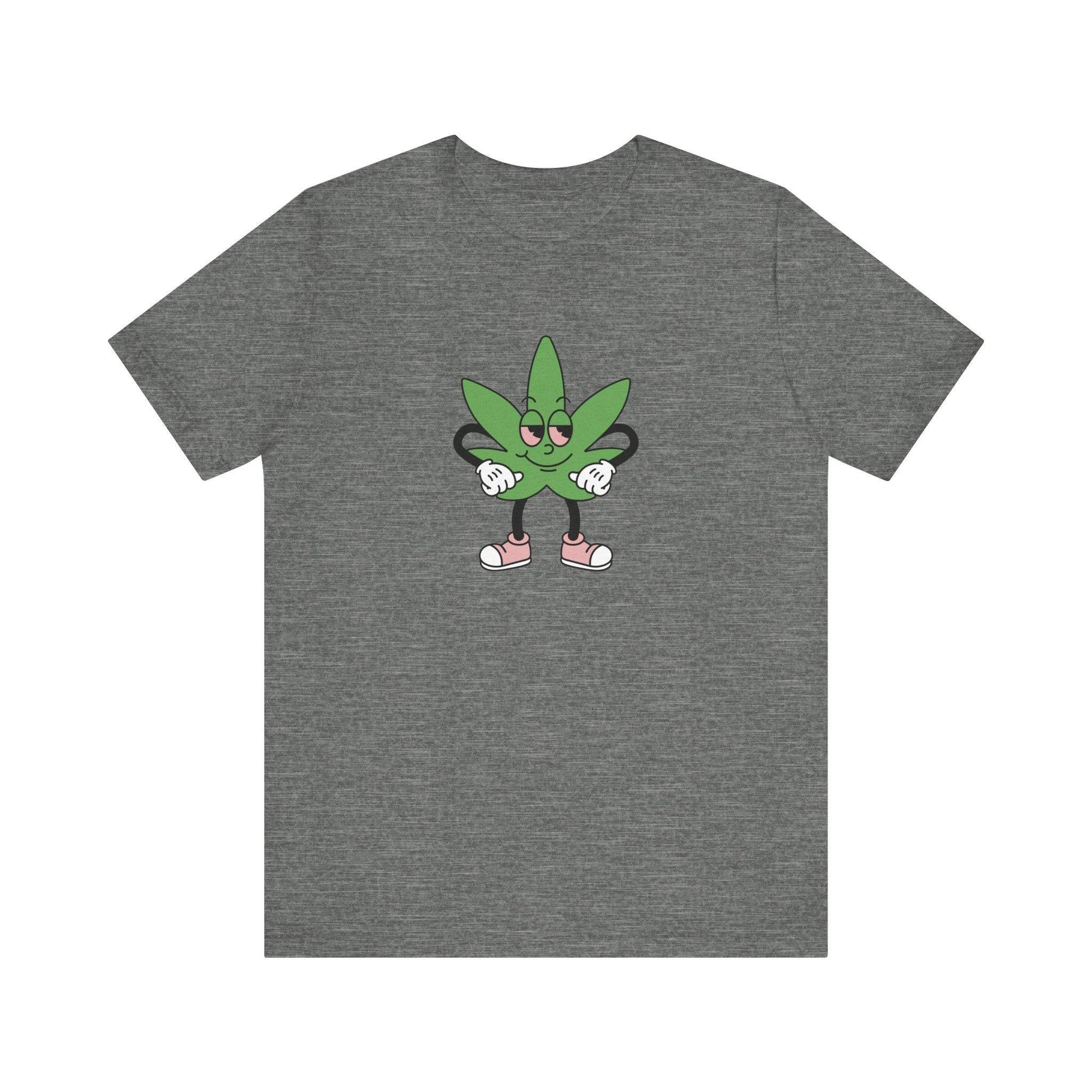 Happy Leaf T-Shirt - Funny Cannabis Marijuana Cartoon Tee - Goateez Style