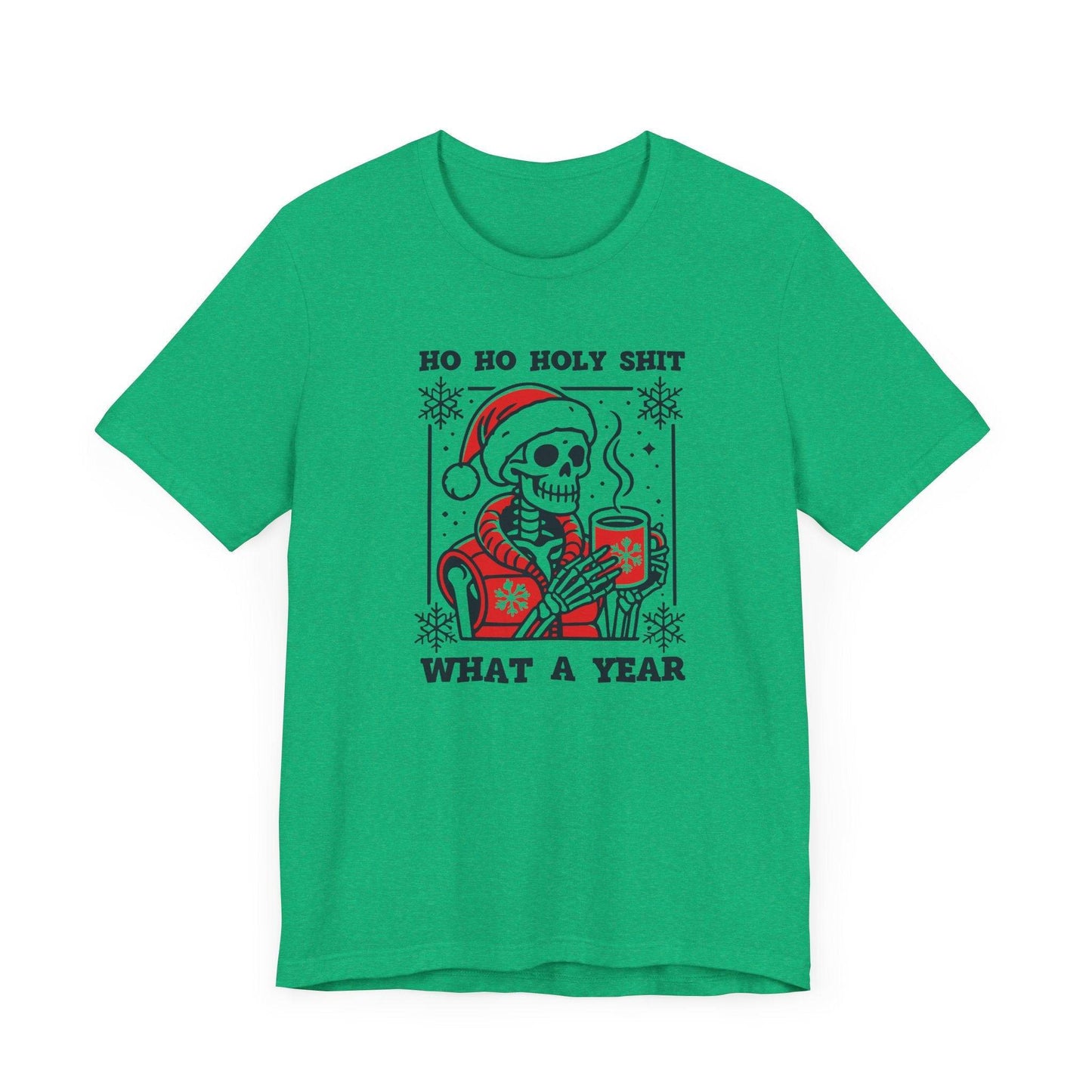 Ho Ho Holy Shit What a Year Skeleton T-Shirt - Funny Holiday Humor - Goateez Style