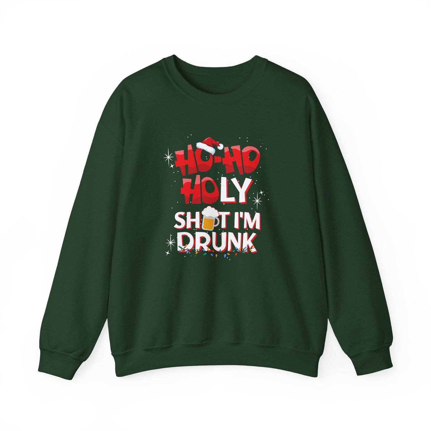Ho Ho Holy Sh*t I'm Drunk Funny Christmas Sweatshirt - Adult Humor Holiday Sweater - Goateez Style