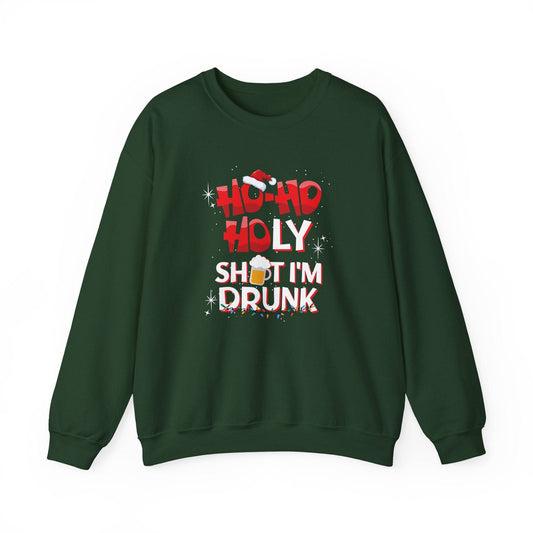 Ho Ho Holy Sh*t I'm Drunk Funny Christmas Sweatshirt - Adult Humor Holiday Sweater - Goateez Style