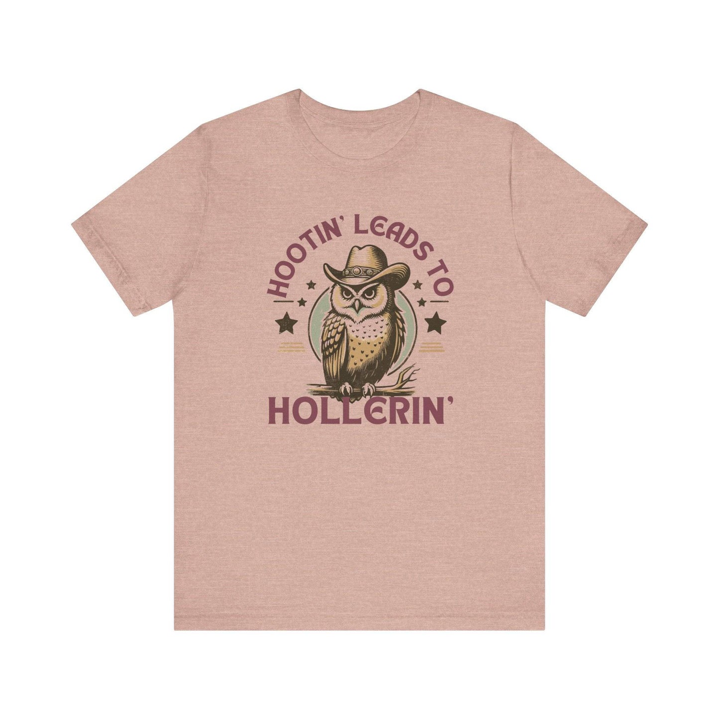 Hootin' Leads to Hollerin' T-Shirt - Funny Cowboy Owl Graphic Tee - Goateez Style