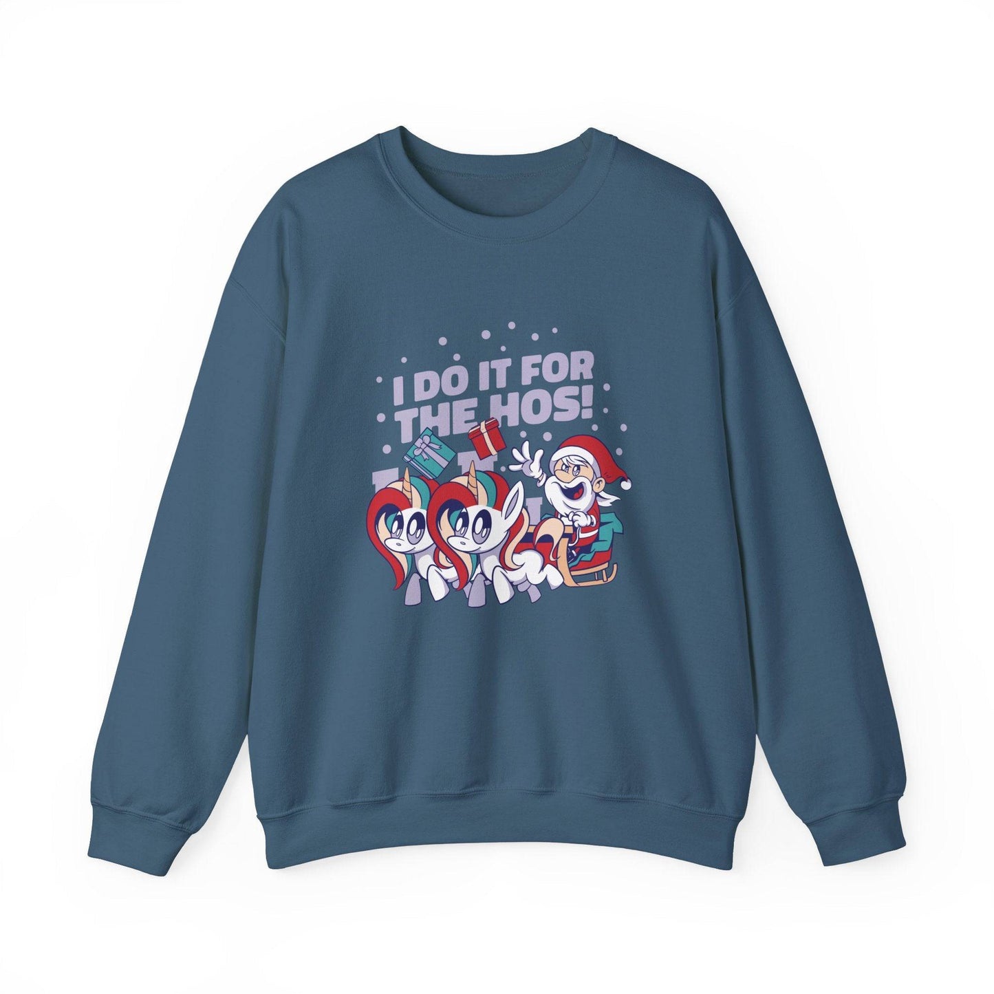 I Do It for the Hos Funny Santa Unicorn Christmas Sweatshirt - Goateez Style