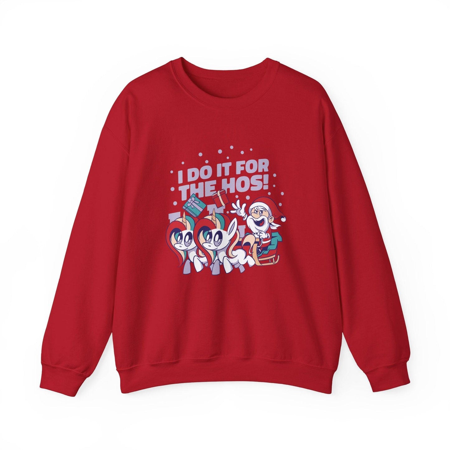 I Do It for the Hos Funny Santa Unicorn Christmas Sweatshirt - Goateez Style