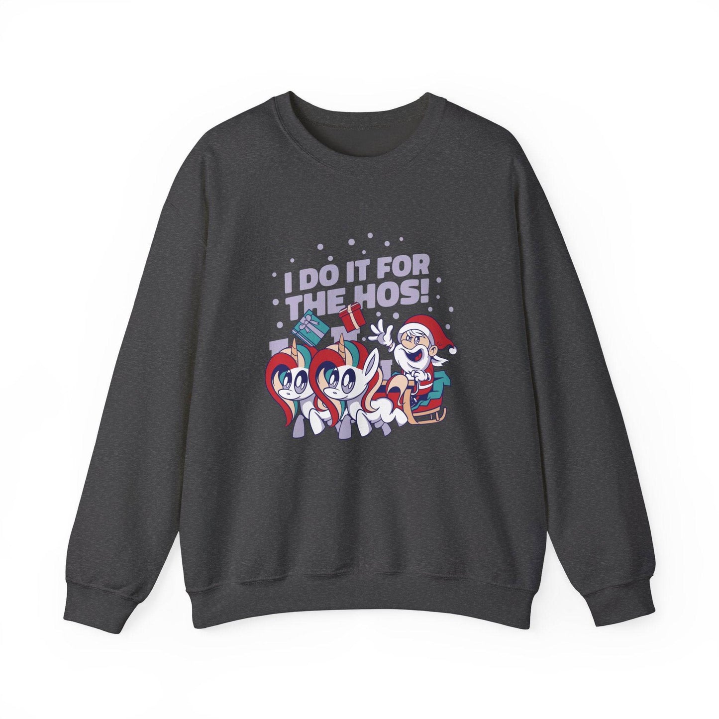 I Do It for the Hos Funny Santa Unicorn Christmas Sweatshirt - Goateez Style
