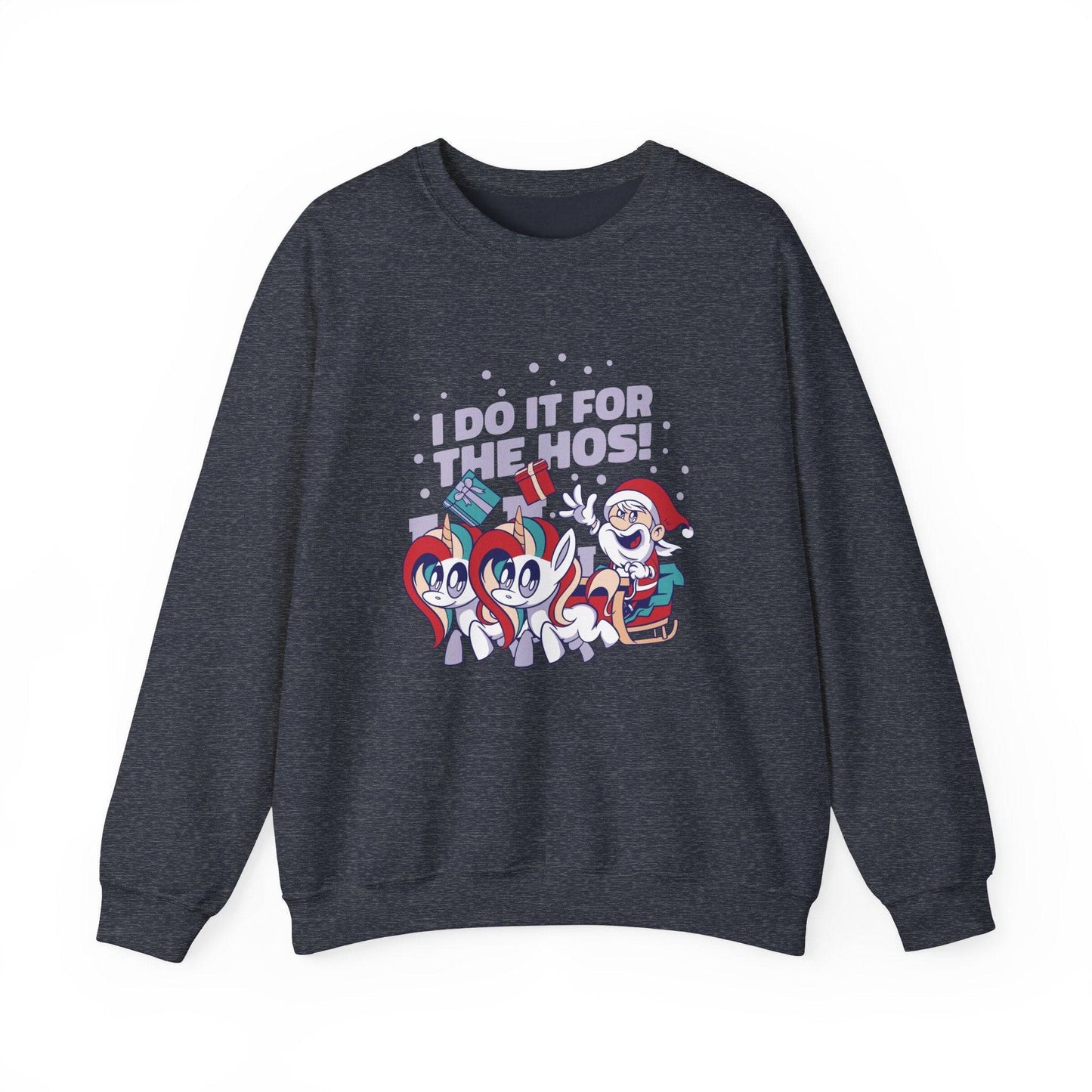 I Do It for the Hos Funny Santa Unicorn Christmas Sweatshirt - Goateez Style