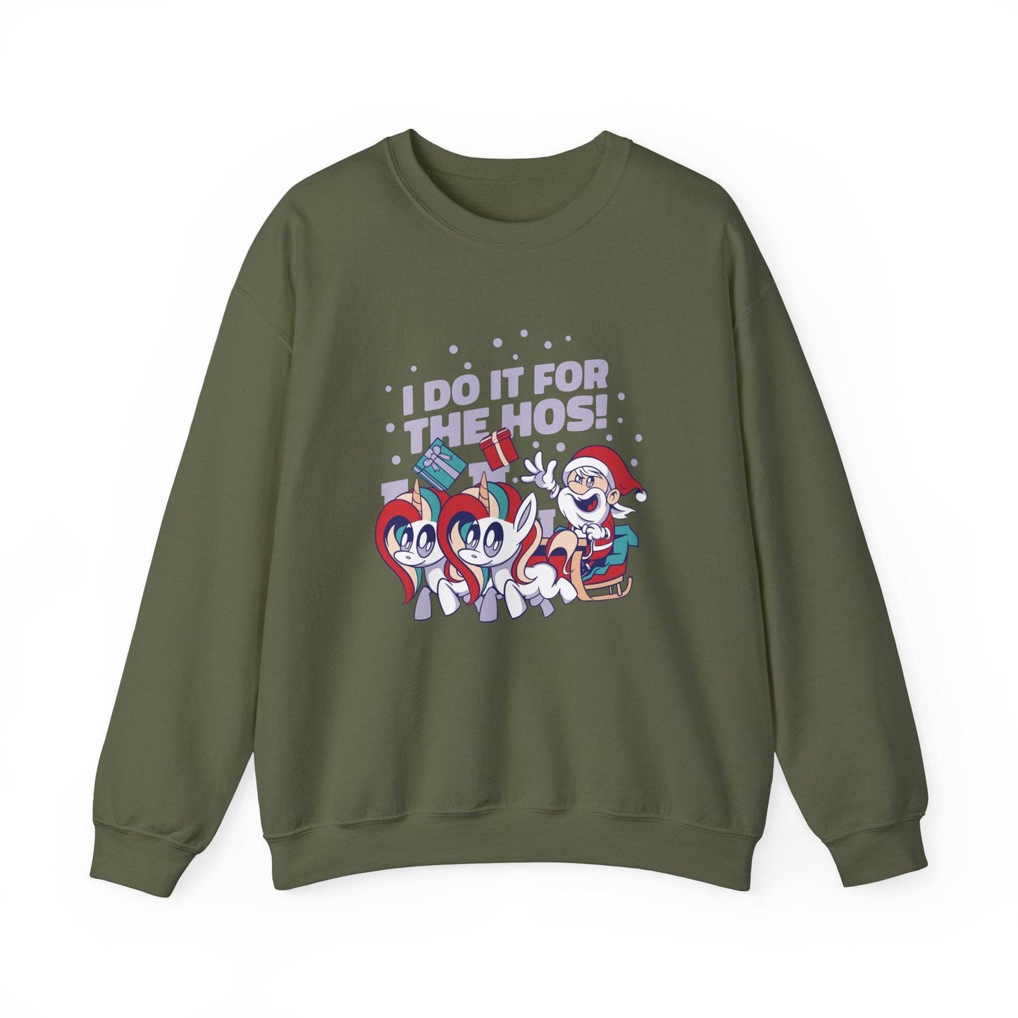 I Do It for the Hos Funny Santa Unicorn Christmas Sweatshirt - Goateez Style