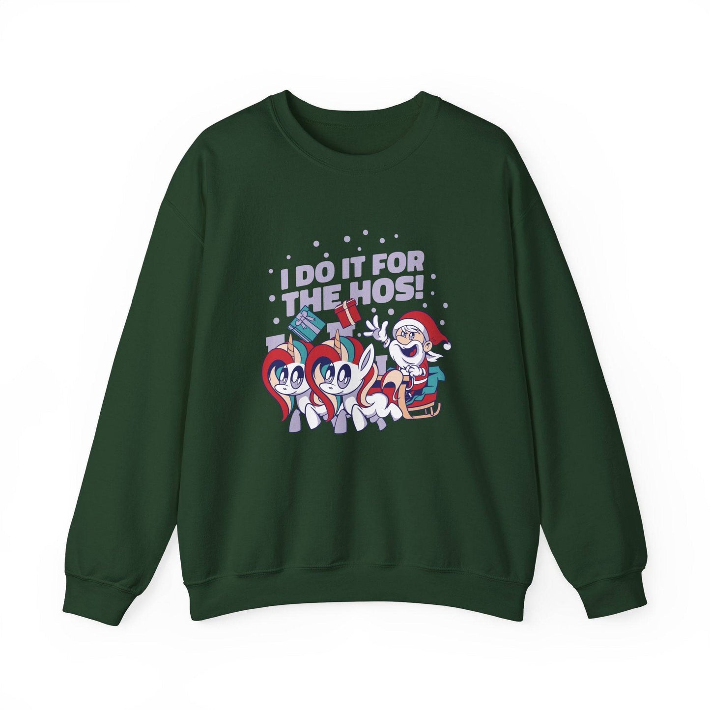 I Do It for the Hos Funny Santa Unicorn Christmas Sweatshirt - Goateez Style