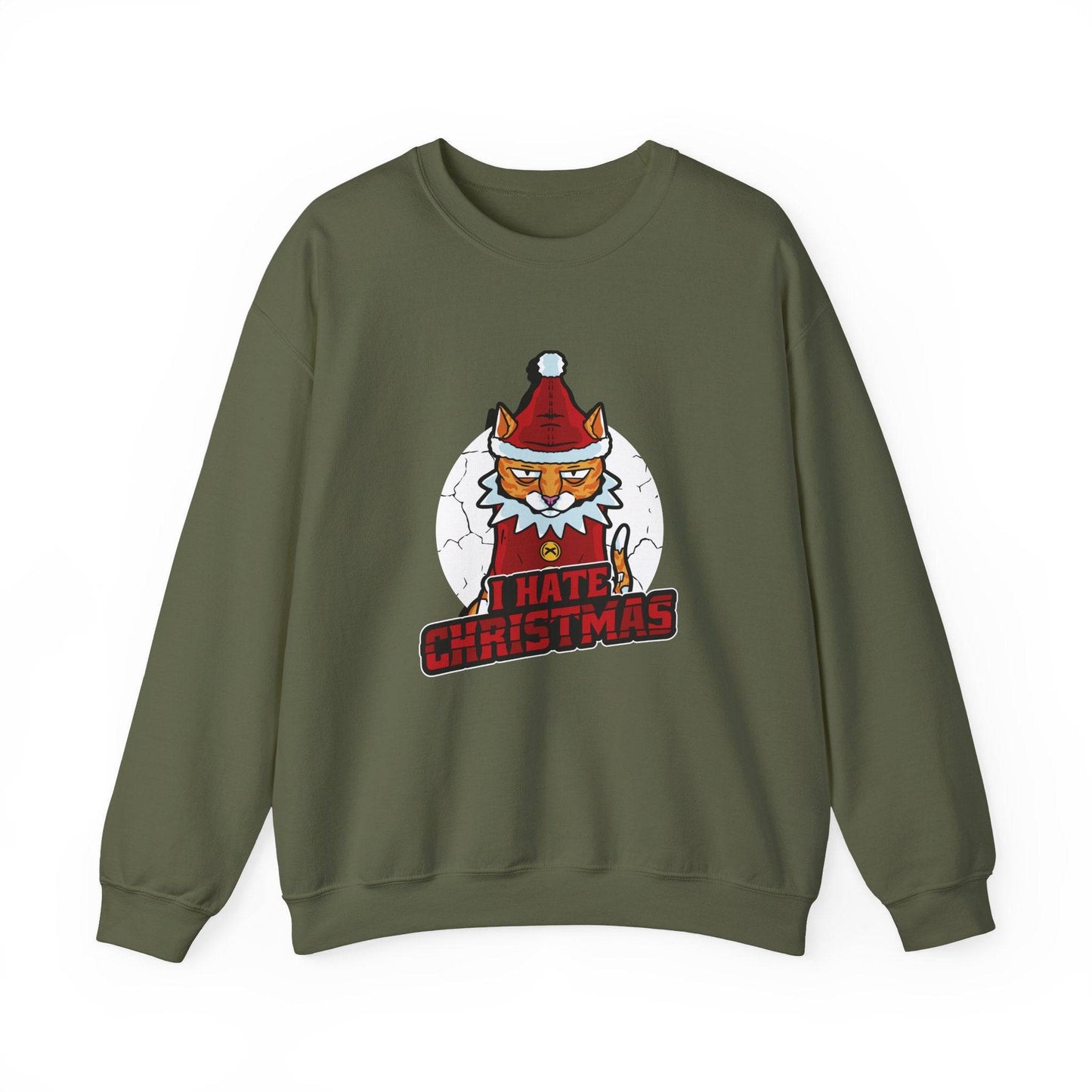 I Hate Christmas Cat Sweatshirt - Funny Anti - Holiday Design - Goateez Style