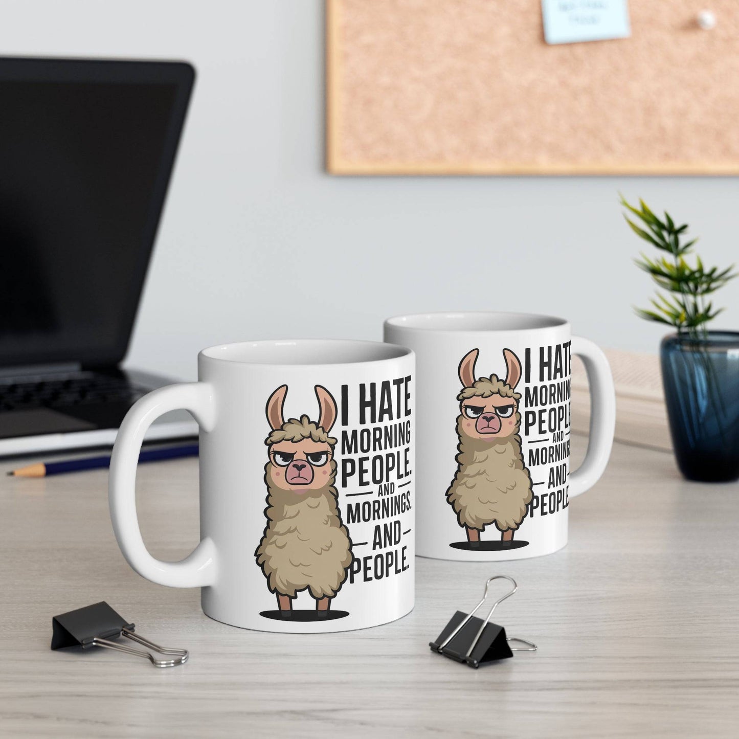 I Hate Morning People Llama Mug - Funny 11oz Ceramic Coffee Cup - Goateez Style