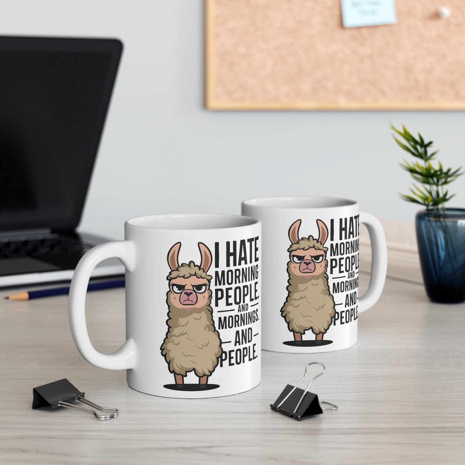 I Hate Morning People Llama Mug - Funny 11oz Ceramic Coffee Cup - Goateez Style