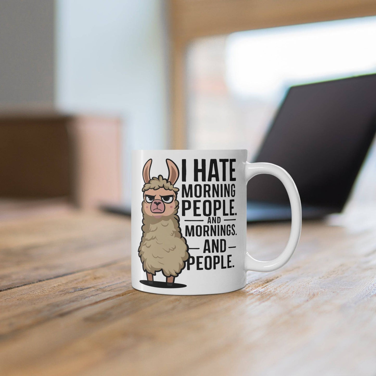 I Hate Morning People Llama Mug - Funny 11oz Ceramic Coffee Cup - Goateez Style