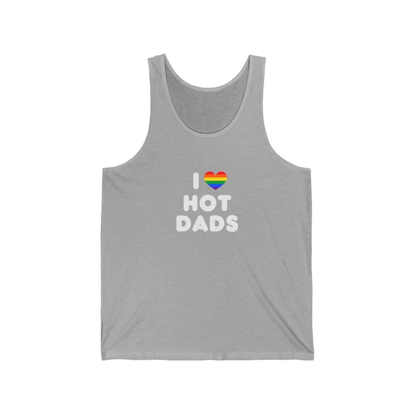 I Love Hot Dads Tank Top - Funny Pride Shirt - LGBTQ+ Rainbow Heart Tee - Goateez Style