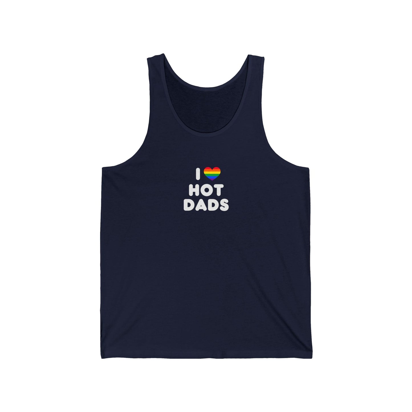 I Love Hot Dads Tank Top - Funny Pride Shirt - LGBTQ+ Rainbow Heart Tee - Goateez Style