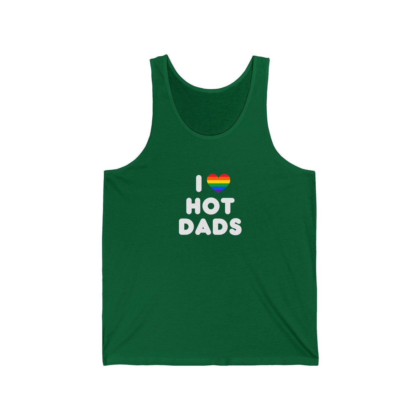 I Love Hot Dads Tank Top - Funny Pride Shirt - LGBTQ+ Rainbow Heart Tee - Goateez Style