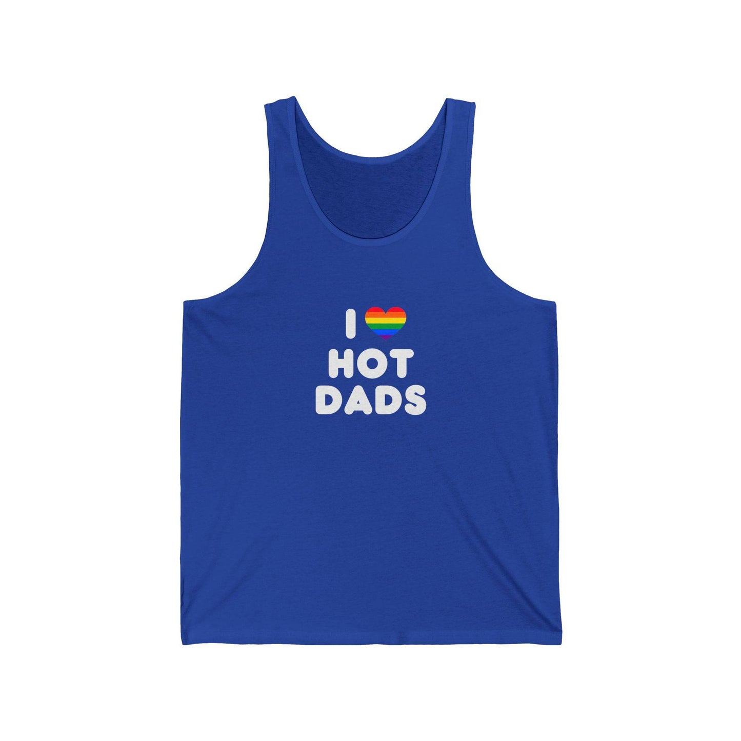 I Love Hot Dads Tank Top - Funny Pride Shirt - LGBTQ+ Rainbow Heart Tee - Goateez Style