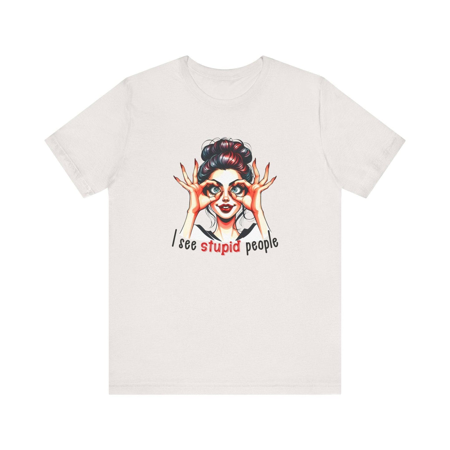 I See Stupid People T-Shirt - Funny Cartoon Design - Goateez Style