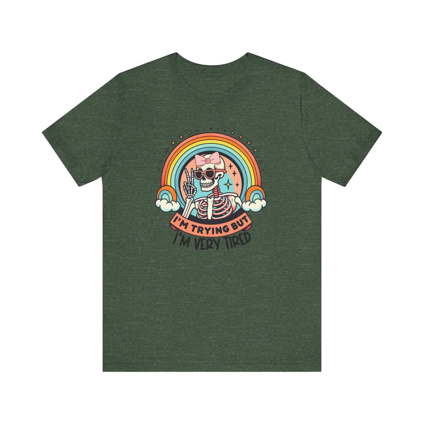 I'm Trying But Skeleton Rainbow Tee - Cute and Quirky Graphic T-Shirt - Goateez Style