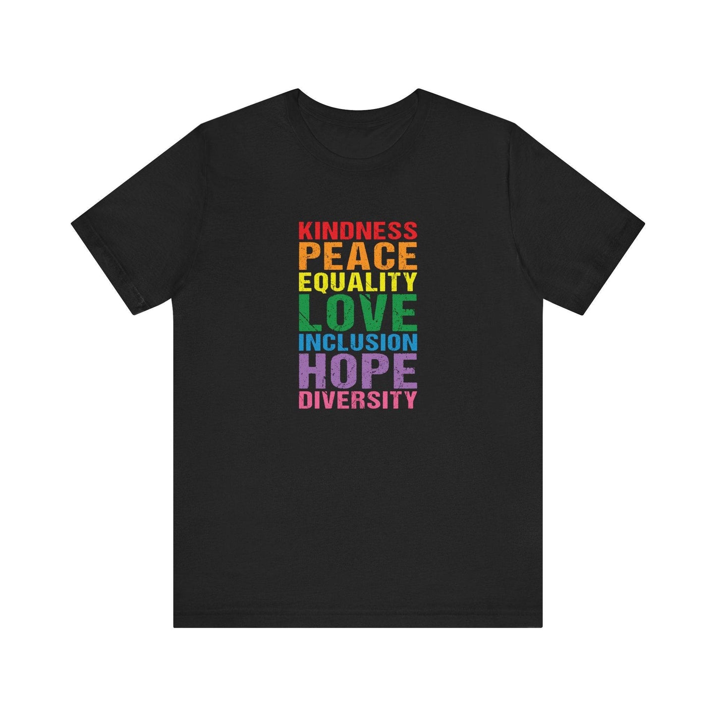 Kindness Peace Equality Love T-Shirt - Vintage Rainbow Pride Tee - Goateez Style