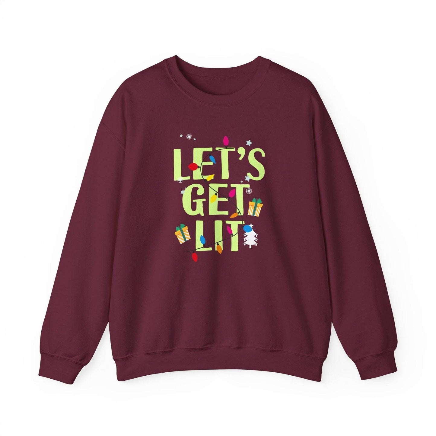 Let's Get Lit Funny Christmas Sweatshirt Holiday Gift - Goateez Style
