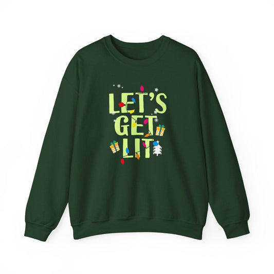 Let's Get Lit Funny Christmas Sweatshirt Holiday Gift - Goateez Style