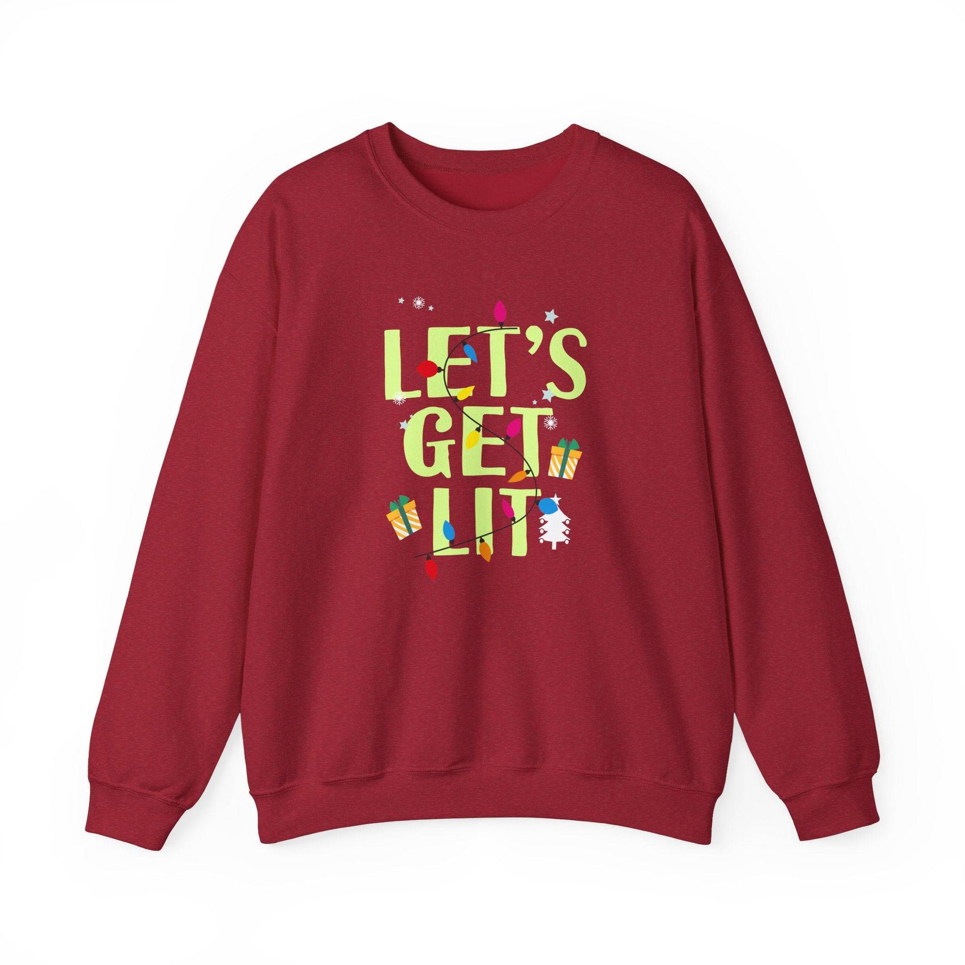 Let's Get Lit Funny Christmas Sweatshirt Holiday Gift - Goateez Style