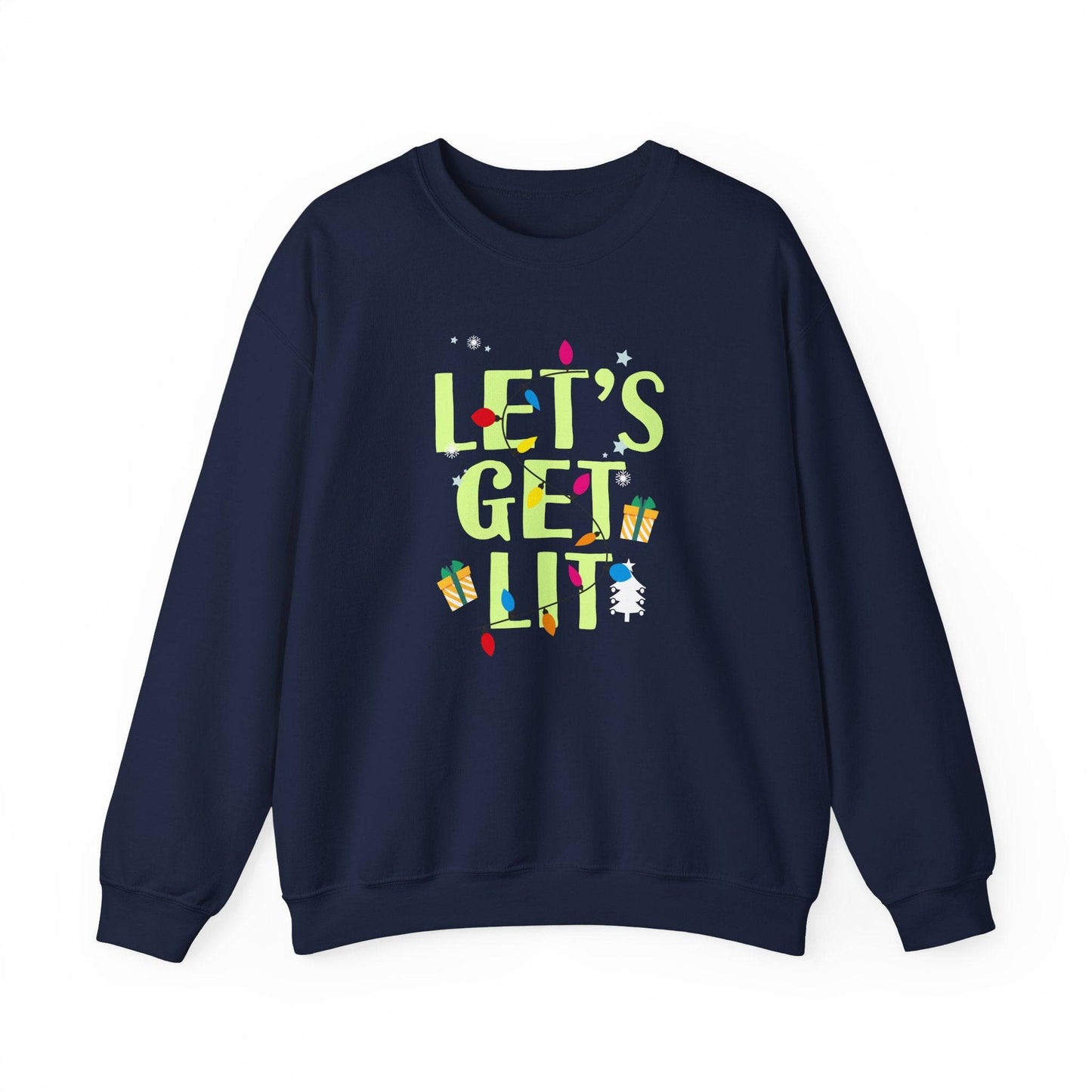 Let's Get Lit Funny Christmas Sweatshirt Holiday Gift - Goateez Style