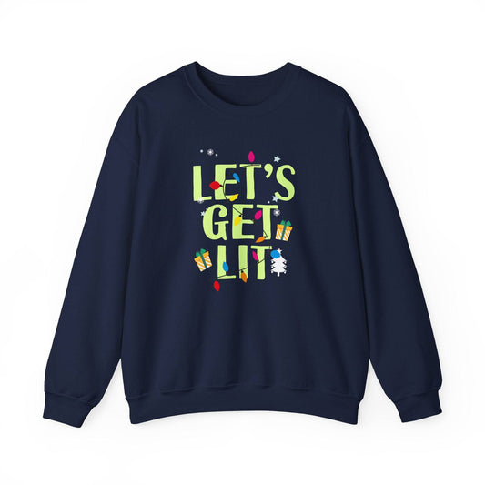 Let's Get Lit Funny Christmas Sweatshirt Holiday Gift - Goateez Style