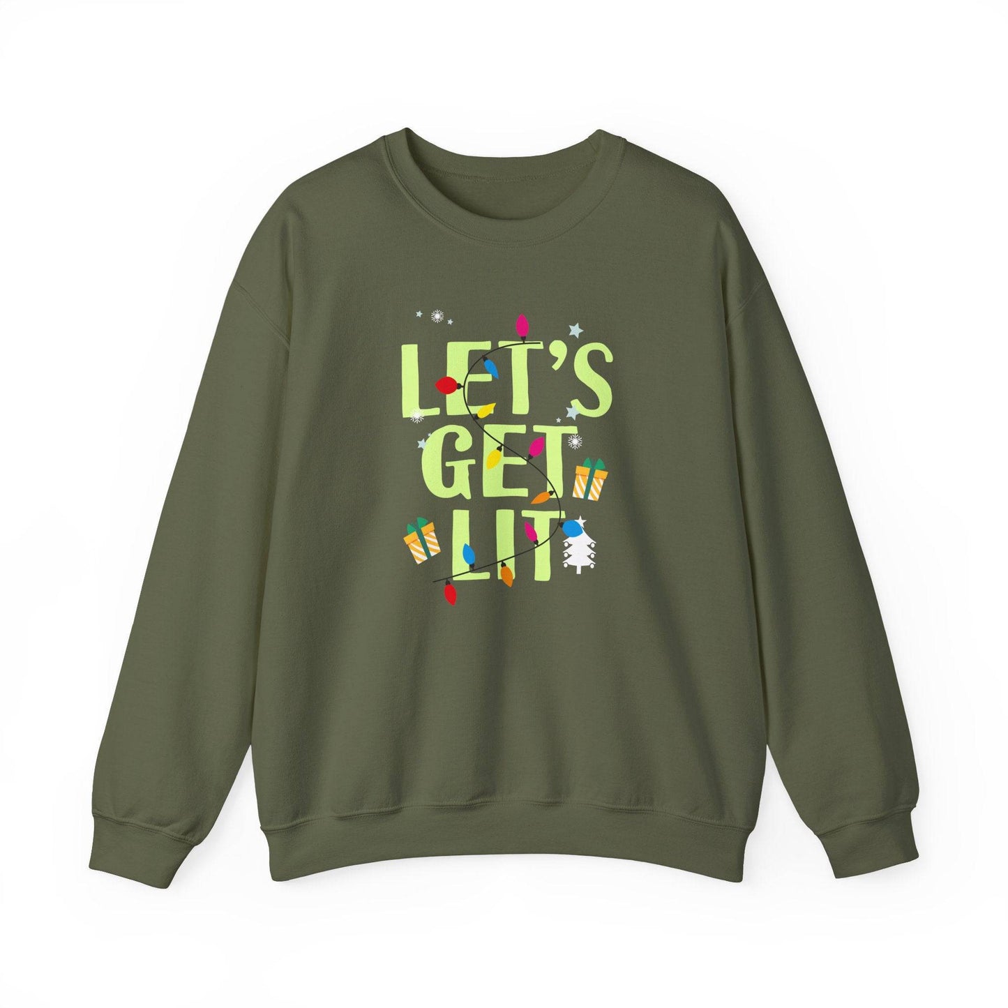 Let's Get Lit Funny Christmas Sweatshirt Holiday Gift - Goateez Style