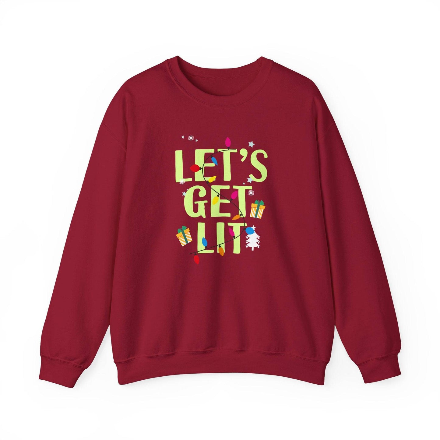 Let's Get Lit Funny Christmas Sweatshirt Holiday Gift - Goateez Style