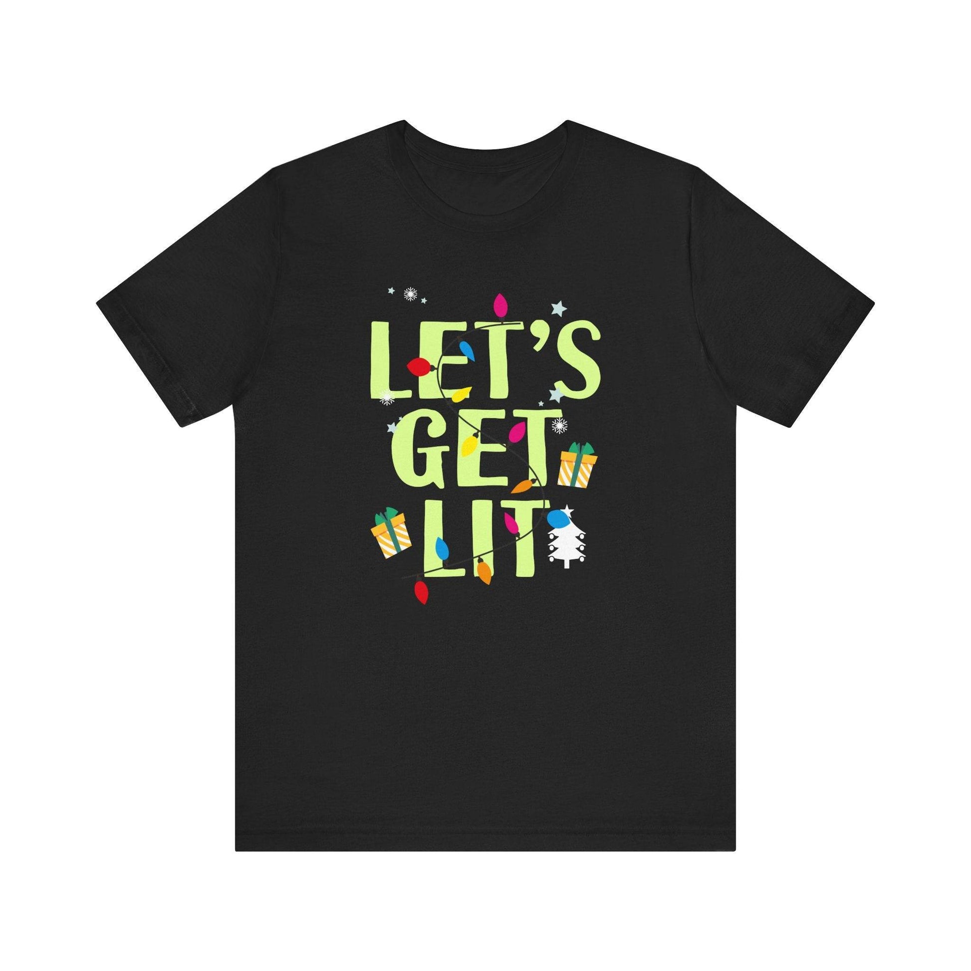 Let's Get Lit Funny Christmas T-Shirt Holiday Party Gift - Goateez Style