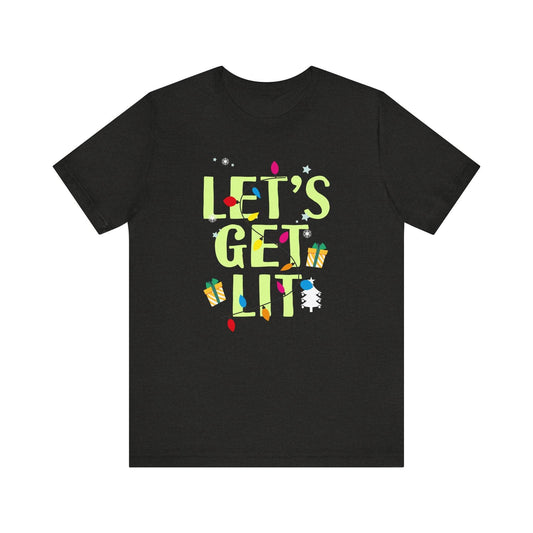 Let's Get Lit Funny Christmas T-Shirt Holiday Party Gift - Goateez Style