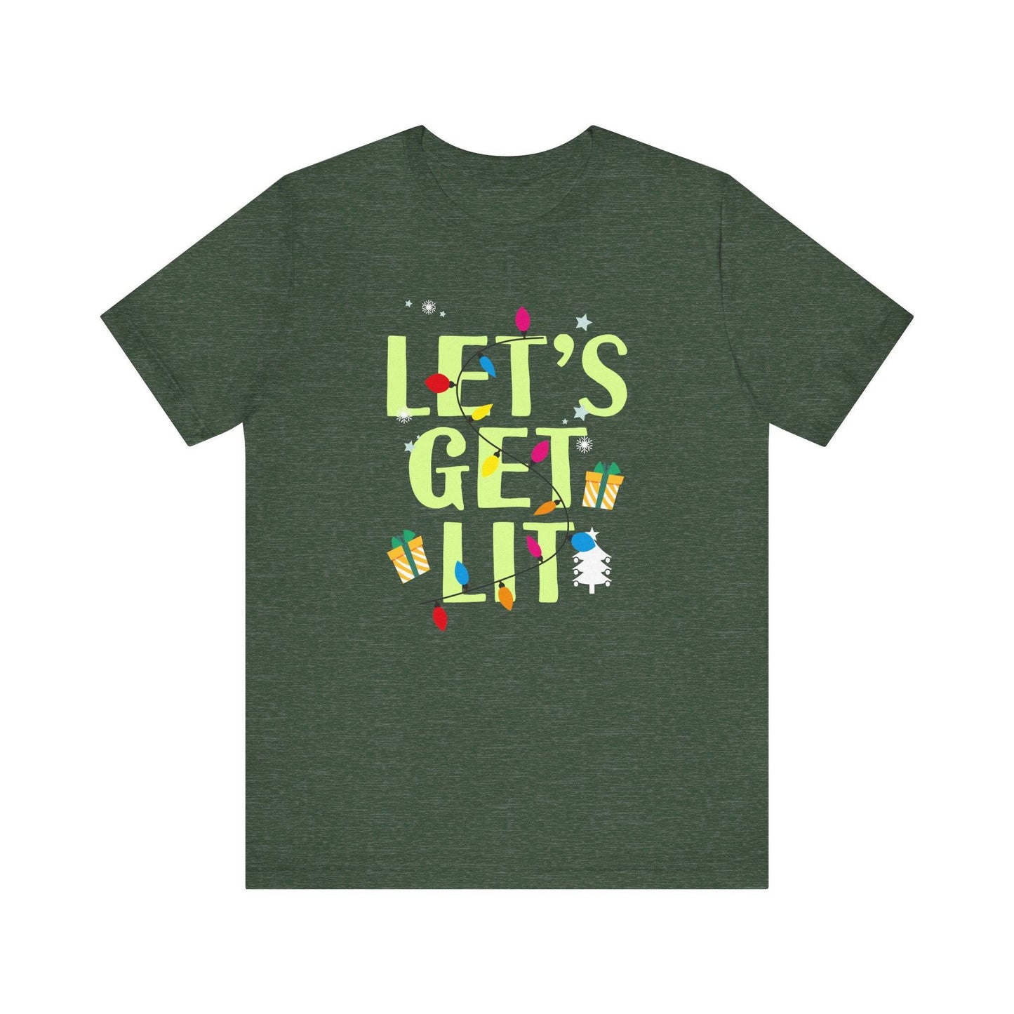 Let's Get Lit Funny Christmas T-Shirt Holiday Party Gift - Goateez Style