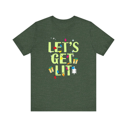 Let's Get Lit Funny Christmas T-Shirt Holiday Party Gift - Goateez Style