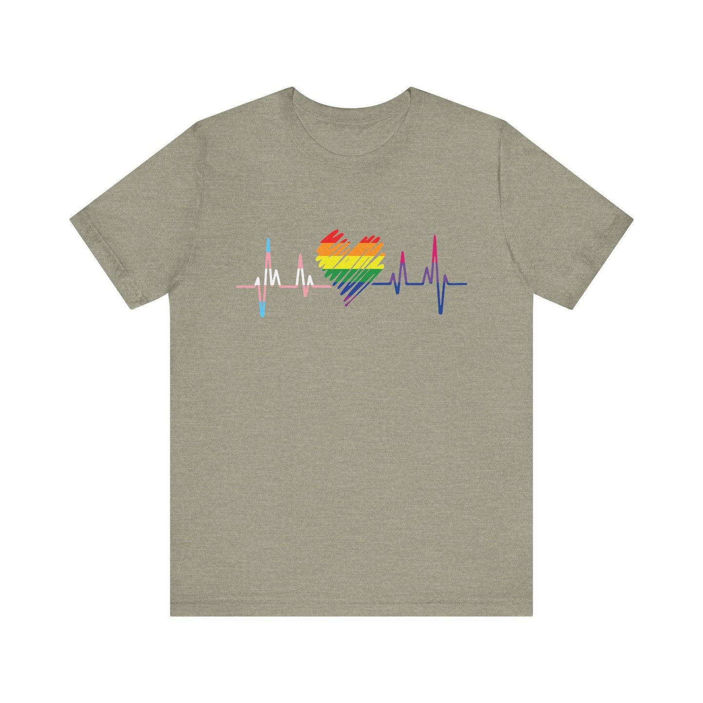 LGBTQ Pride Heartbeat T-Shirt - Rainbow Pulse Design - Goateez Style