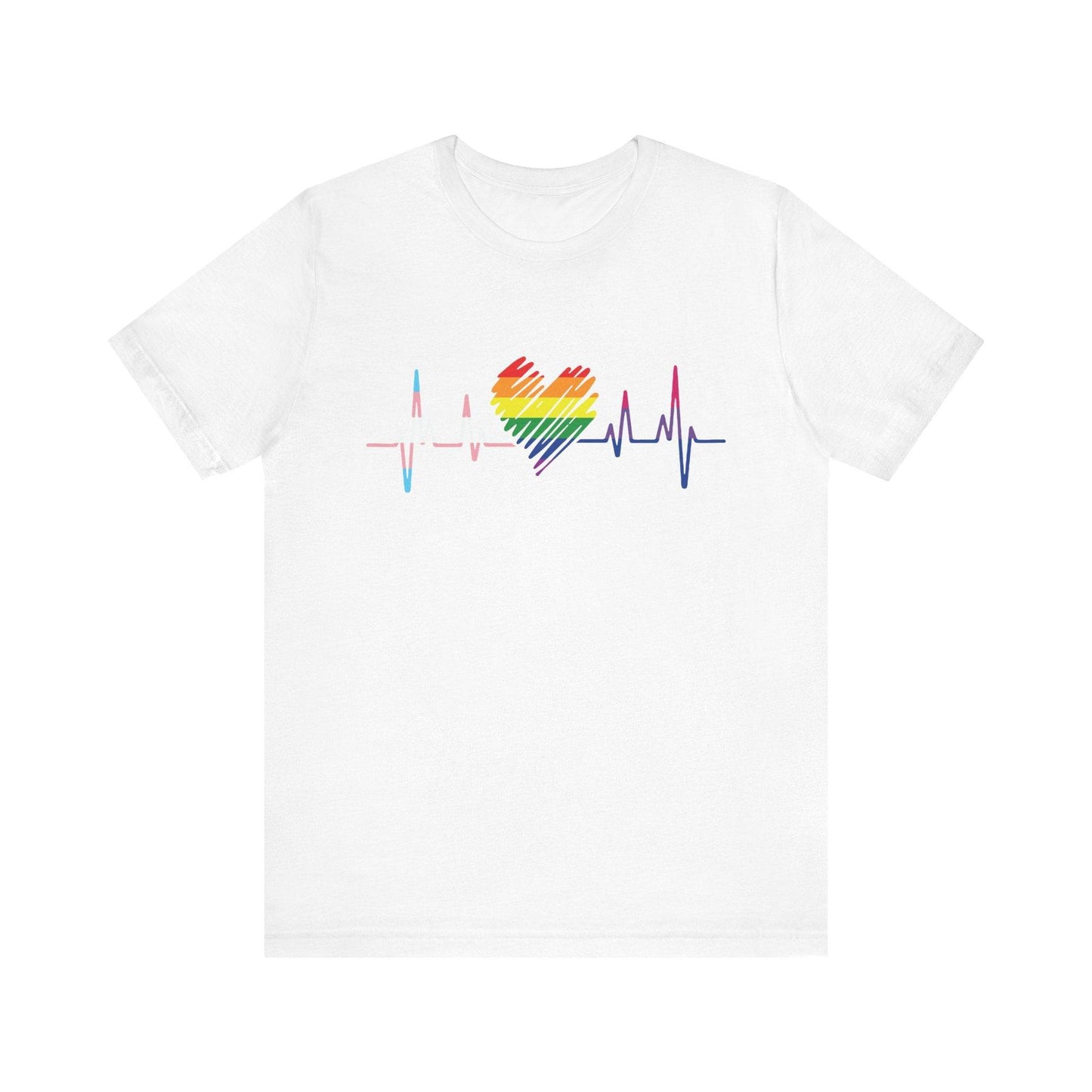 LGBTQ Pride Heartbeat T-Shirt - Rainbow Pulse Design - Goateez Style