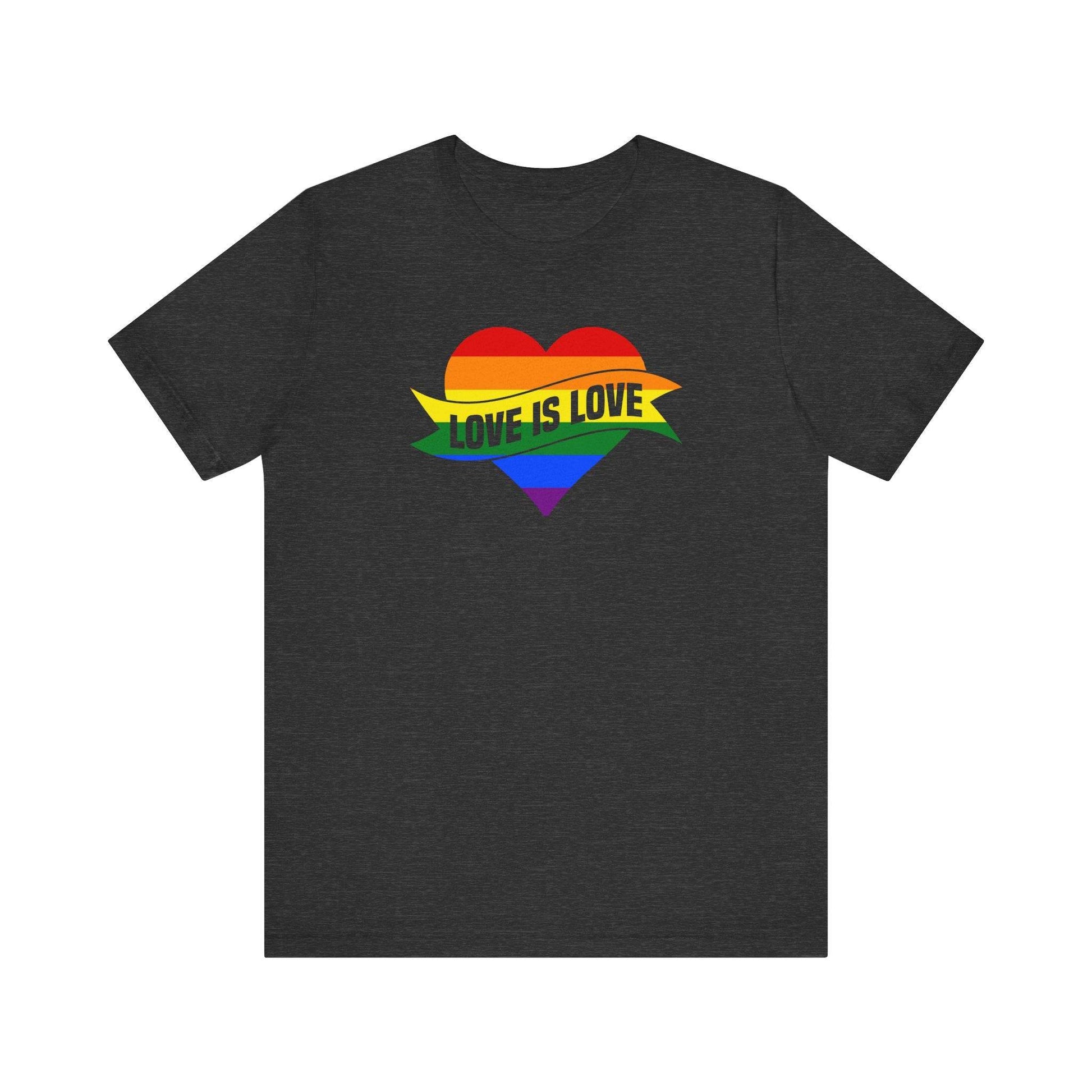 Love Is Love Rainbow Heart Pride T-Shirt - LGBTQ Equality Tee - Goateez Style