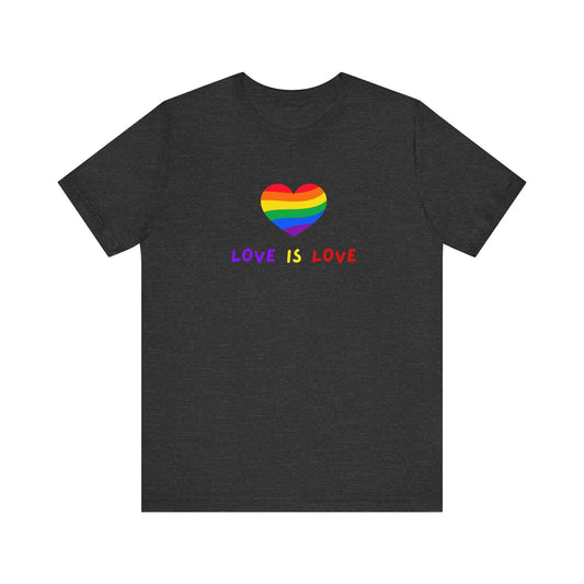 Love Is Love T-Shirt - LGBTQ Pride Rainbow Heart Design - Goateez Style